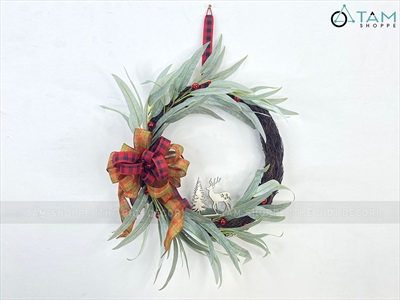 Vòng nguyệt quế Noel rừng lá xoáy 2 size VNGQ-X-38